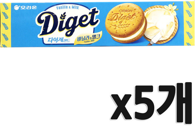오리온 다이제 밀크크림 샌드, 93g, 5개