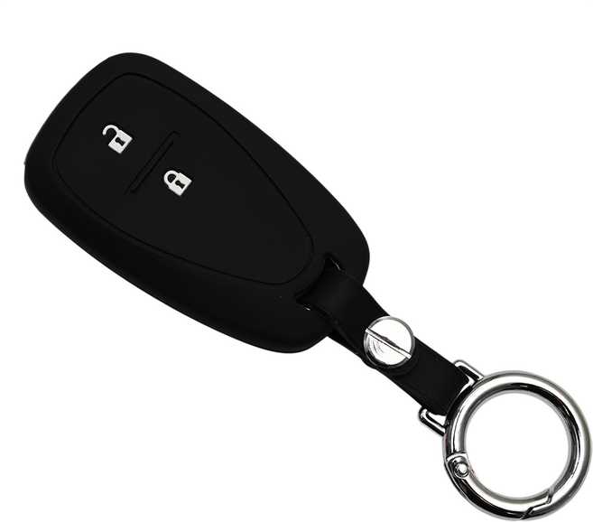 쉐보레 호환 자동차 실리콘 스마트키 차키 케이스 키홀더, 2버튼_S01_SS1, 블랙