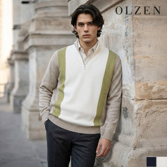 수피마코튼 소프트 반집업 카라 니트 (ZOD1EU1341)