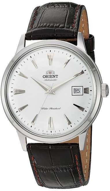 Orient 일본제 자동 감기/손으로 감는 스테인레스 스틸 클래식 시계 40.5mm 화이트 - 실버 스테인레스 스틸로 제작.