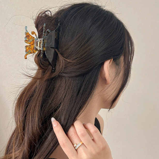 라키샵 프랑스 나비 헤어 집게핀 프렌치 반묶음 올림머리 반머리 대형 대왕 왕 집게삔