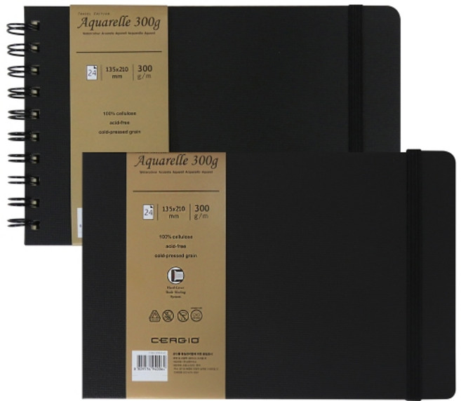 세르지오 트래블 하드커버 300g 24매 스케치북 수채화종이 어반스케치, 하드커버 21x29.7cm