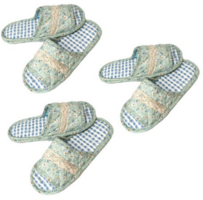 우블리스 더블쿠션 패드 퀼트면 거실화, 11단델그린, 3개