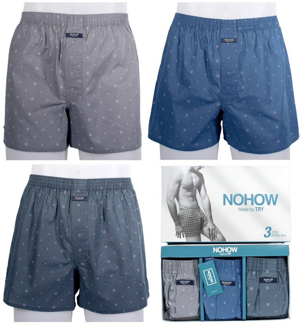 트라이 남자 40수 노하우박서 순면 사각 트렁크 팬티 3매세트 B3