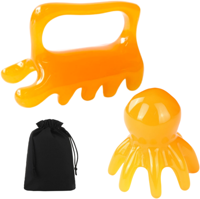 완전 시원한 다이어트 힐링 괄사 두피 전신, 옐로우, 1세트