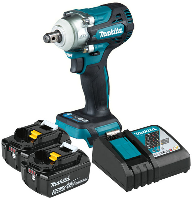 마끼다 DTW300RT2 충전 임팩렌치 18V 5.0Ah 배터리 2개 세트, 1개