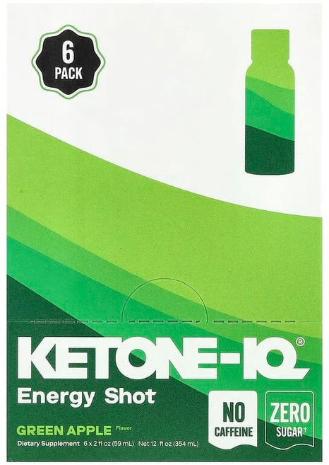 Ketone-IQ Energy 샷 그린 애플 카페인 무함유 6병 각 59ml(2fl oz) HVM-00685, Ketone-IQ, Energy Shot, Green, 59ml, 1개 - 쿠팡