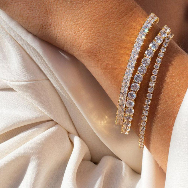 금성여자 남자테니스팔찌 테니스 남성 체인, 1개, 5mm 플래티넘 18cm