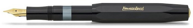 Kaweco PISTON SPORT CLASSIC 블랙/골드 I 프리미엄 플라스틱 만년필 잉크 병용 향수 상자에 투명 창 포함 독점 피스톤 필러 13cm 펜촉: EF(엑스트, 광범위