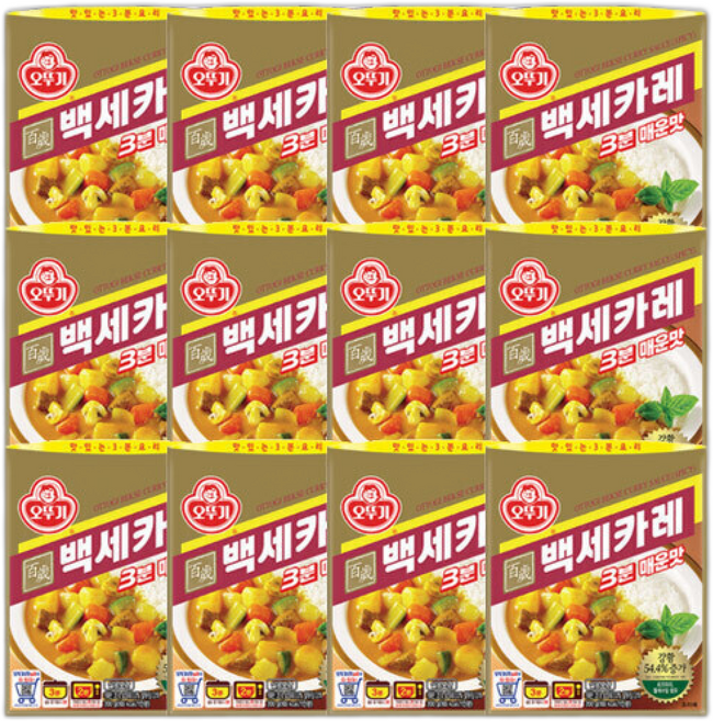 오뚜기 3분 백세카레 매운맛, 12개, 200g