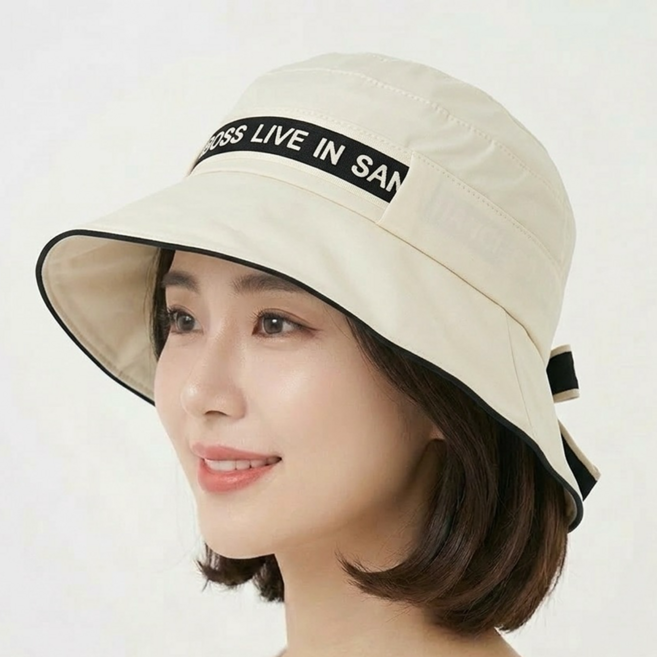 여성용 골프 모자 ALBATROSS 레터링 스트랩 버킷햇 리본 벙거지 운동