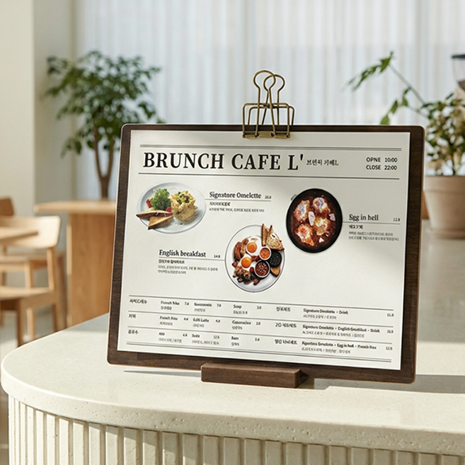 DND A4 클립보드 메뉴판 우드 안내판 카페 메뉴, 1개, A3 (월넛)