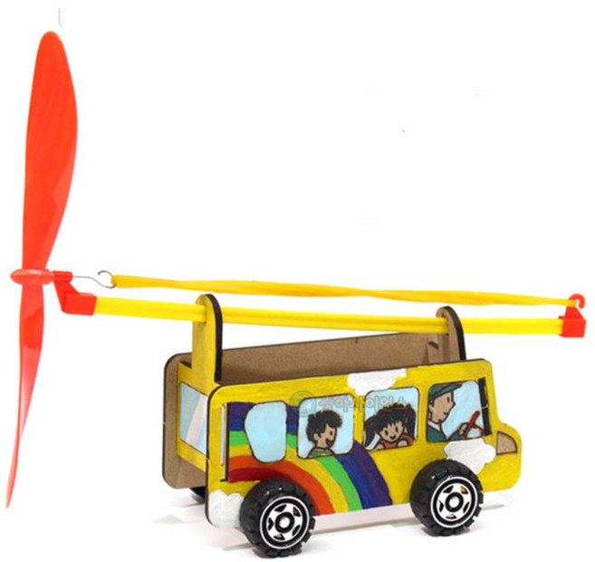 뉴턴의 작용 반작용 실험 수업용 고무동력 버스 만들기 1인용 창의력 논리적사고