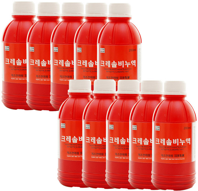 크레졸 크레솔 비누액 소독약 해충 멧돼지 유해동물 냄새기피제 200ml 10병, 10개