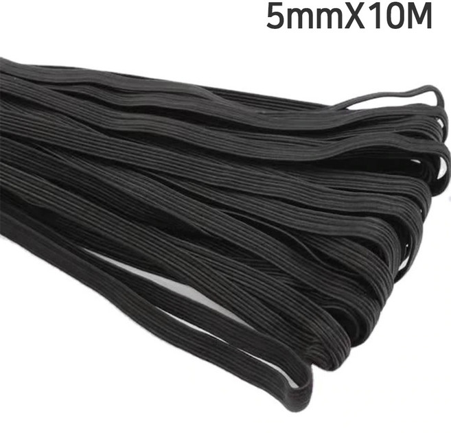 넓적 면고무줄 블랙 모음 3mm 4mm 5mm 6mm 8mm 10mm 12mm 납작 허리 바지 의류 섬유 고무줄, 넓적 면고무줄 5mmX10M 검정
