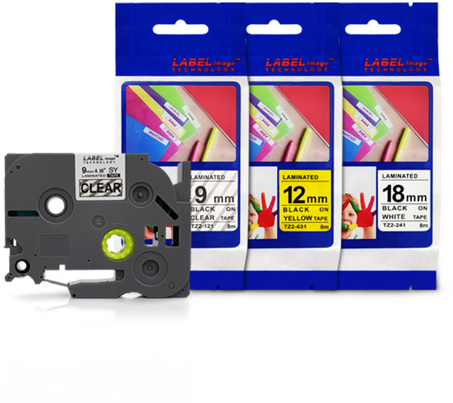 브라더 호환 라벨테이프, TZ-221 (흰색바탕/검정글씨), 9mm