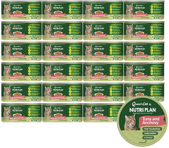 동원 퀸즈캣 뉴트리플랜 고양이 습식캔, 24개, 160g, 참치와 멸치