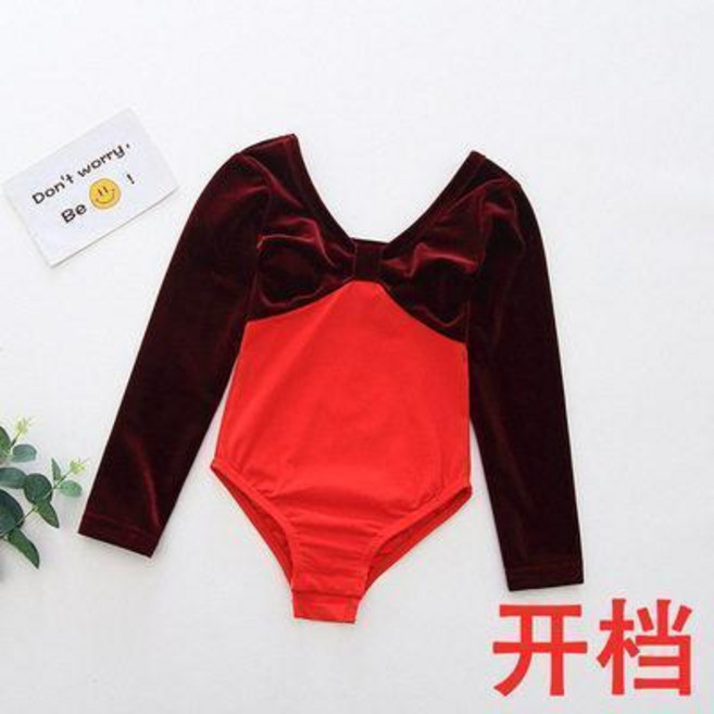 兒童金絲絨舞蹈服 女童長袖練功服 芭蕾舞服