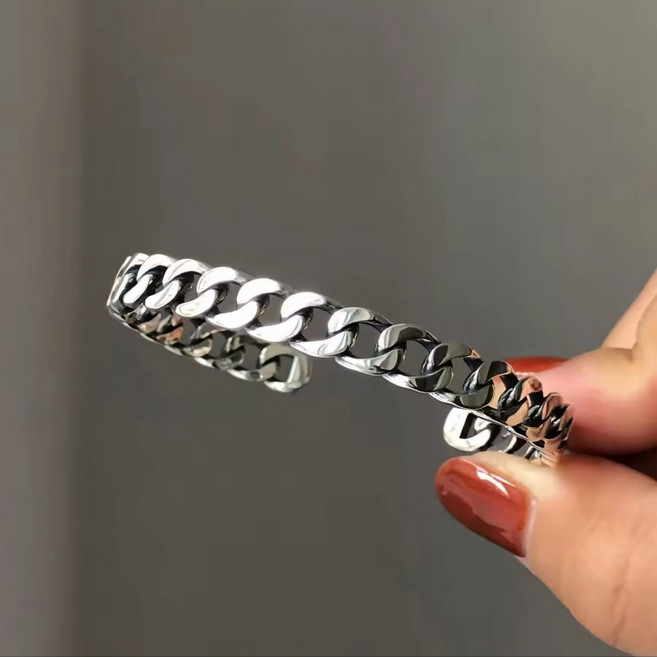 웰리나 체인 뱅글 팔찌 6mm 8mm 실버팔찌 여성 남성 은팔찌 커플팔찌