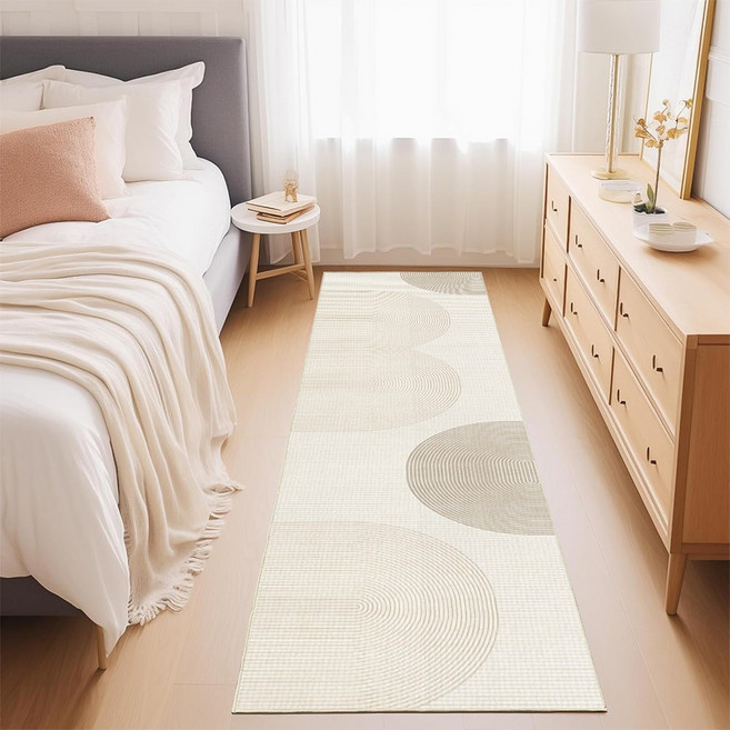 북유럽 크림풍 카펫 호텔 복도 매트 롱 카펫 벨벳 폴딩 무흔적 미끄럼방지 손세탁 세탁기 가능 미니 러그 거실 복도 현관 욕실 주방 이사 선물