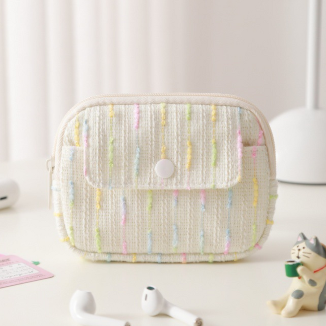 앨라모 파스텔 트위드 이어폰 카드 동전 지갑 파우치