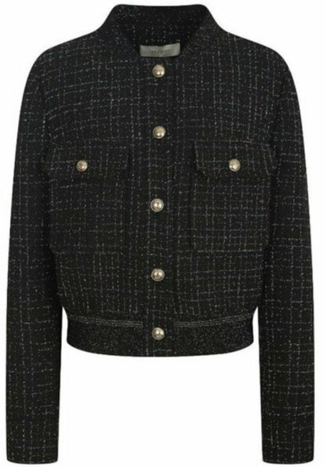 [백화점판] JJ지고트 여성 니트 배색 메탈 트위드 크롭 점퍼 GNAPR5 자켓