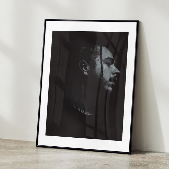 포스트말론 Post Malone 힙합 인테리어포스터 사진액자 포스터액자 12, A2 사이즈(420x594mm), A2 포스터 + 블랙 액자 결합