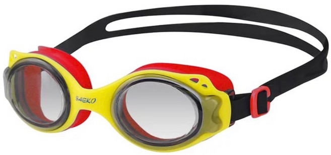 SAEKO 兒童泳鏡 S27 miniFISHY 2-6歲 附收納盒, 黃紅, 1個