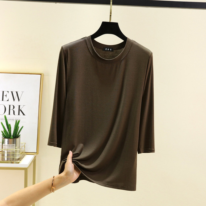 여성 빅사이즈 모달 기본핏 라운드 7부 반팔 티셔츠 9color 2XL~5XL KX-2572