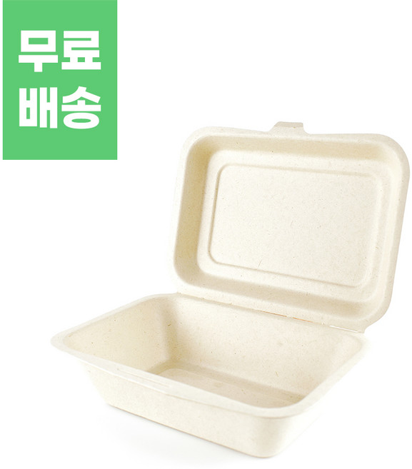 펄프 일체형 도시락 용기 500개 세트, 1개