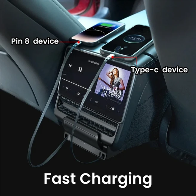 테슬라 모델 Y 주니퍼 2025 3 하이랜드 후면 에어벤트 도킹 스테이션 고속 충전 USB 허브, 01 Black