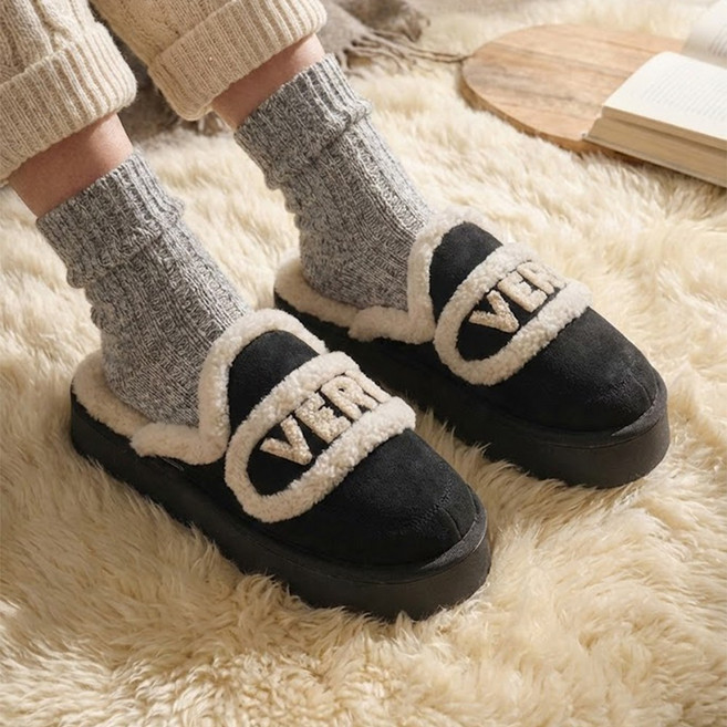 버디그리스 겨울 시어링 뽀글이 4cm 키높이 통굽 털슬리퍼