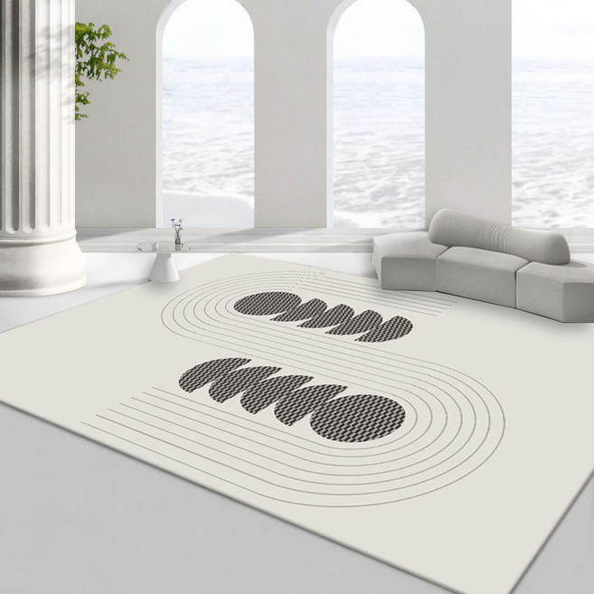 LOVFIR 물세탁 거실 카페트 방꾸미기 홈데코 소파밑 모던 두꺼운 러그 파스텔 사계절 소프트 먼지없는 검은색 분말 낙하 없음