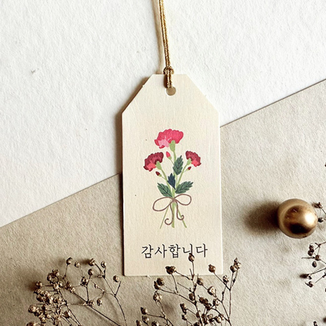 [오브제스타] 카네이션 꽃다발 감사택 (긴육각형택) (50장), 50개