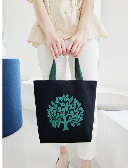 채우다 상점 세련 심플 럭키트리 블랙 에코 경량 다용도 멀티 보조 토트 가방