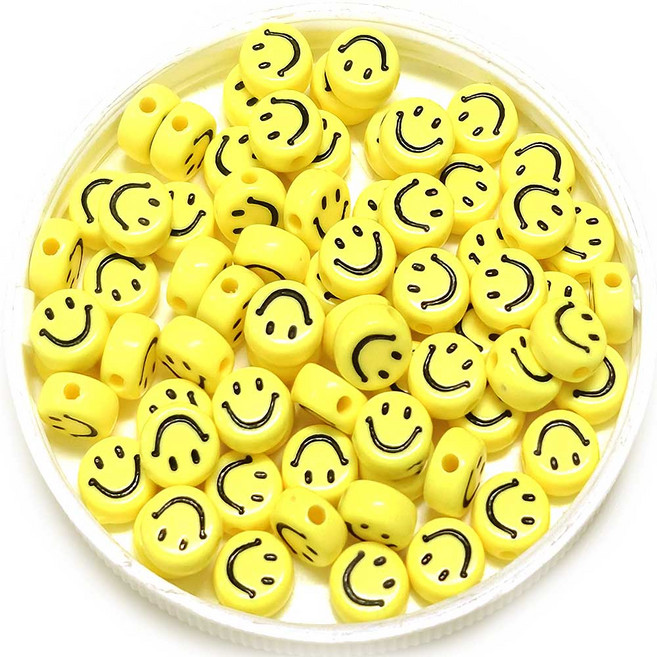 ALL 비즈구슬 Smile 스마일 비즈 한팩 모양선택, 일반노랑 (200개)