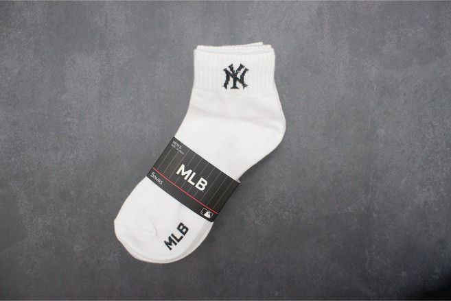 MLB 남성 로고 단목 양말 (5매) 화이트