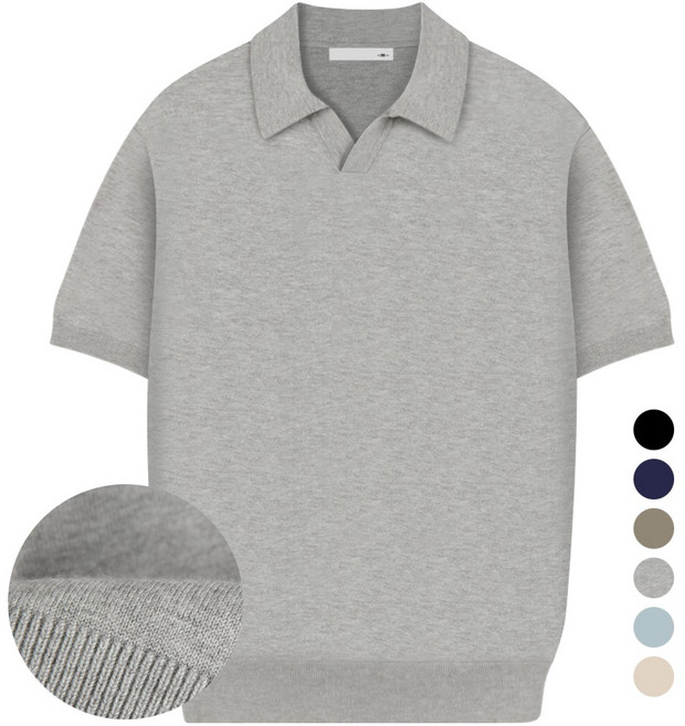 남자 니트 반팔티 여름 오픈 카라 니트 반팔 남성 니트티 빅사이즈 M~2XL