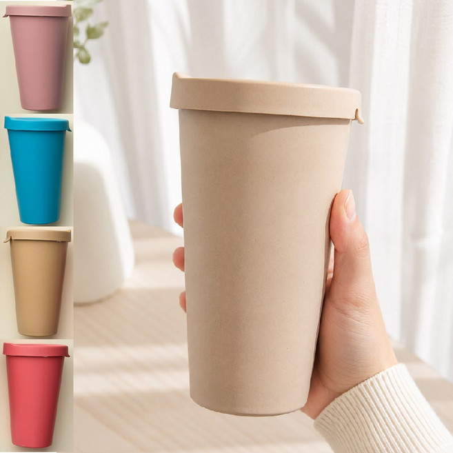 국산 숨텀블러 리유저블 나무소재 저탄소 친환경텀블러 500ml 녹색인증보유 탄소중립 BPA FREE 리사이클링텀블러 보온보냉병 보냉병 아이스텀블러 콜드컵 휴대용 테이크아웃컵, 1개, 핑크코랄