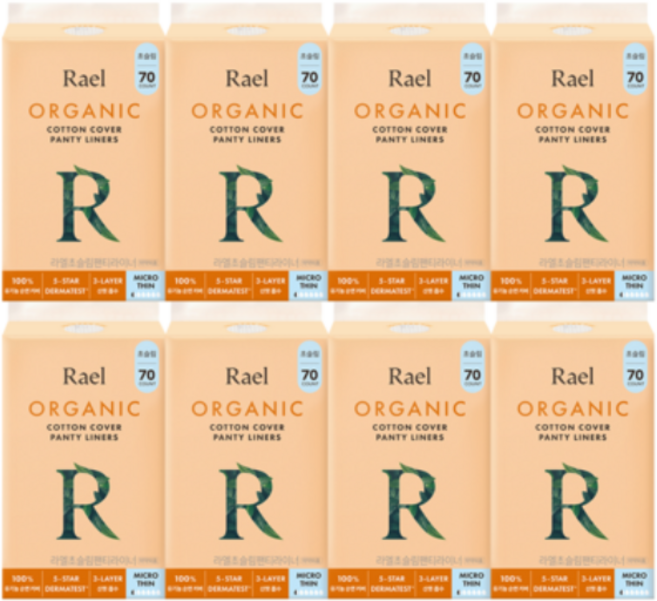 초슬림 라엘 유기농 순면커버 팬티라이너 70개임 *8팩임, 일반, 70개입, 8개