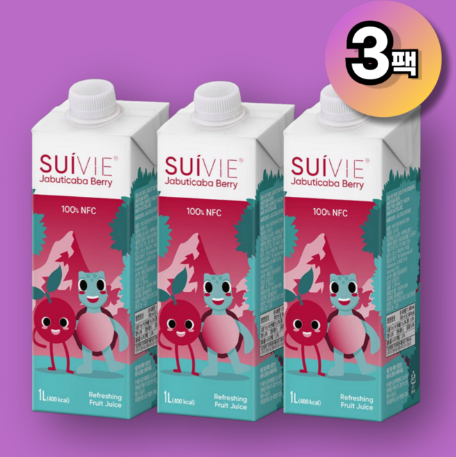 거북이주스 수이비 자보티카바 3팩 NFC100%, 3개, 1L