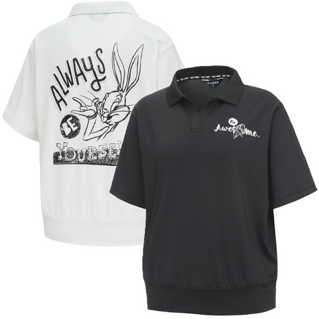 디즈니골프 여성 벅스버니 루즈핏 카라 티셔츠 골프 일상 겸용 반팔티 SO2LTS048