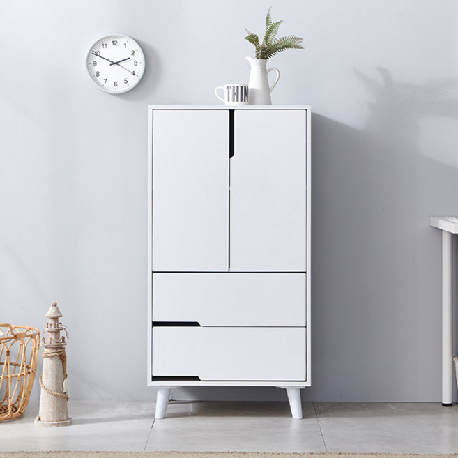 PNP H-C7173 시즌2 수납장 600 기본적인 충실한 간결한 세련된 디자인 핸드리스 철레일 사선발통 견고한, 그레이화이트투톤