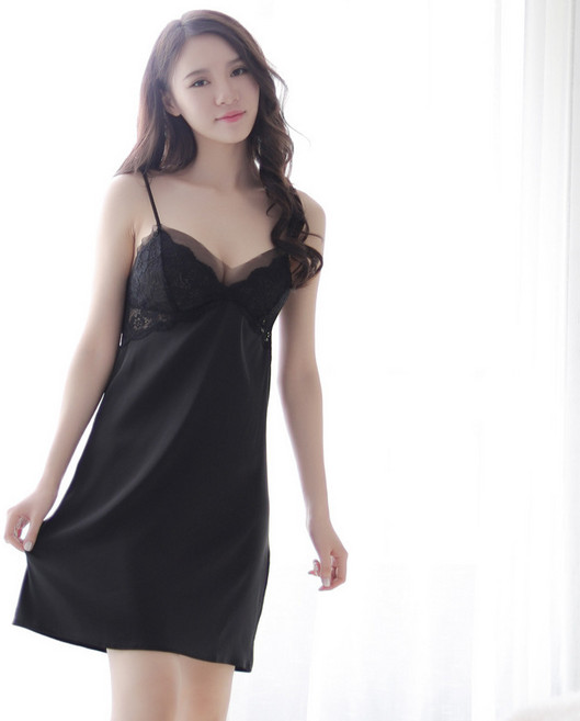 性感吊帶睡衣 連身睡裙 附胸墊