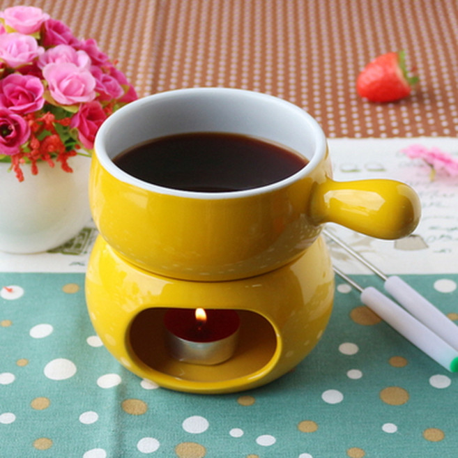 희야키친 치즈 초콜릿 퐁듀 팟 그릇 세트, 옐로, 1세트