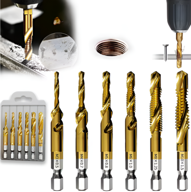 6종세트+케이스포함 육각 스파이럴탭 나사탭 기계 드릴 탭 기리 탭핑비트 핸드탭, (이벤트) 드릴탭세트6종+케이스포함