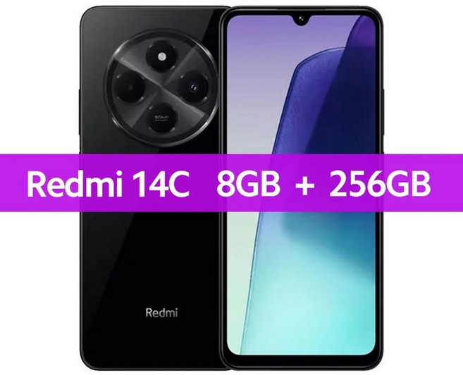 글로벌 버전 샤오미 레드미 14C 스마트폰 MediaTek Helio G81-Ultra 50MP AI 듀얼 카메라 6.88 인치 120, 256GB, 05 8GB 256GB Black
