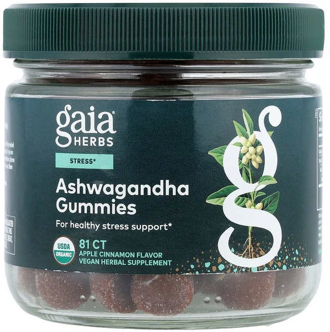 Gaia Herbs Ashwagandha Gummies Apple Cinnamon 81 Count, 1개 - 쿠팡