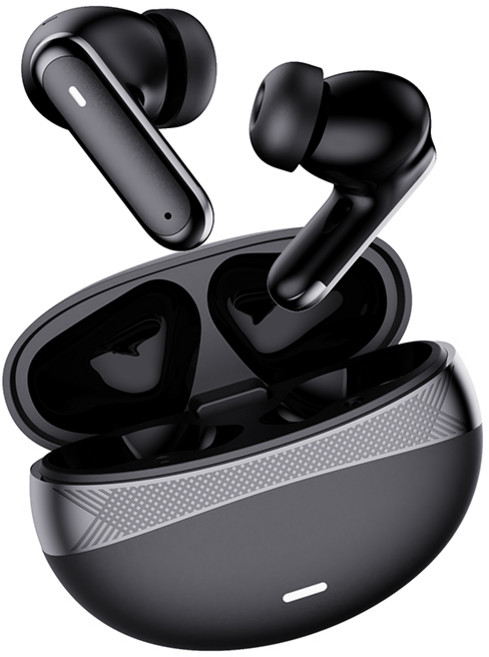 크라우 블루투스 6.0 이어폰 ANC ENC 쿼드 마이크 이어버드 저지연 게이밍 모드 생활방수 NV88-NTW1, 블랙