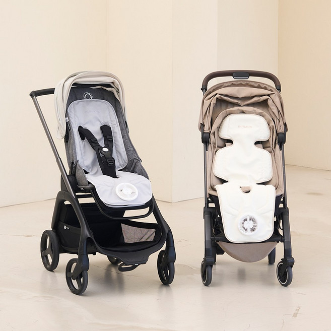 에어몬2 프리미엄S 실리콘 원단 팬기능 유모차 쿨시트 라이너 카시트 통풍시트, 1개, 그레이 Short Size